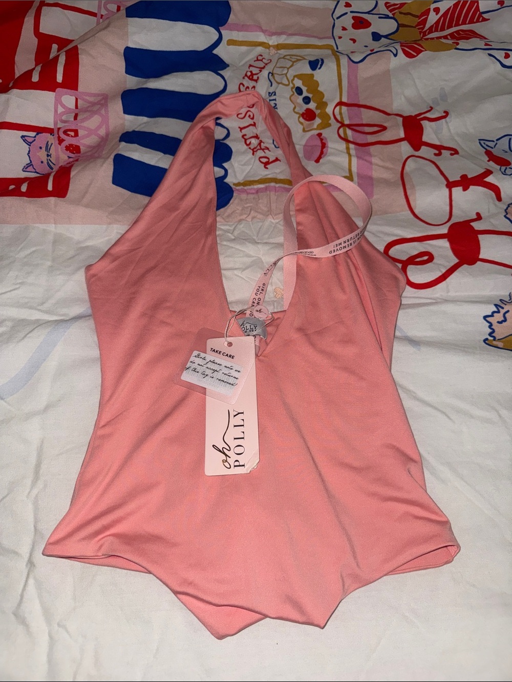 Oh Polly Coral Pink Halter One-Piece